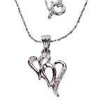 Halskette Doppel-Herz, Zirkonia Strass, Weißgold plattiert, 4985